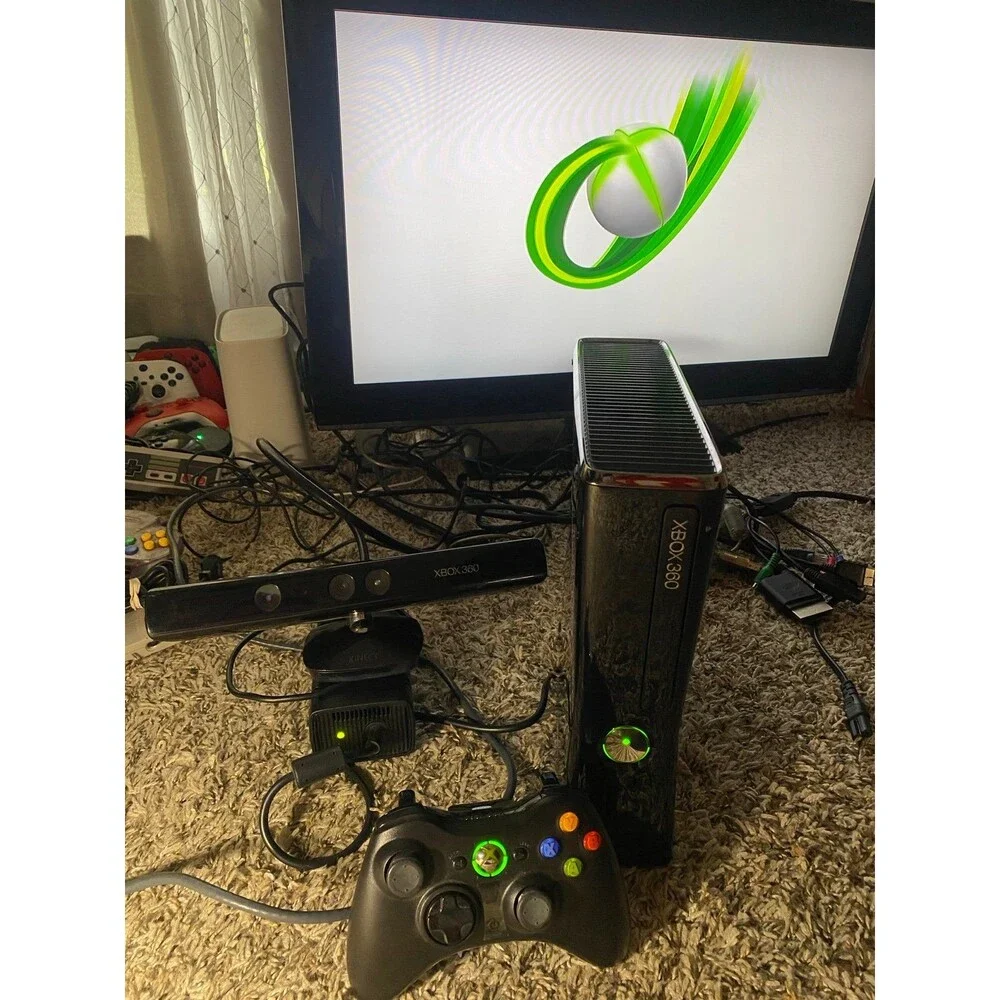 Microsoft Xbox 360 Slim 250GB console W Kinect Bundle Glossy Black X360 tested!